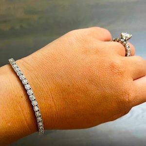 Genuine real diamond 1 carat tennis bracelet not cz not moissanite best gift HOT